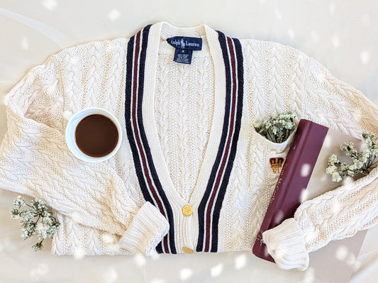 Ralph Lauren Hand Knit Cotton Cable Cardigan | 1990s