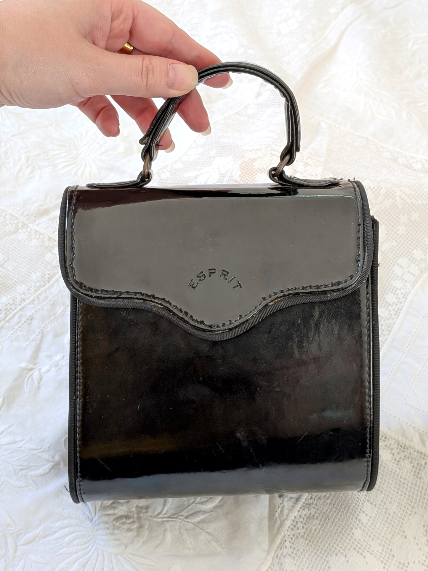 Esprit Black Patent Leather Mini Bag | Y2K