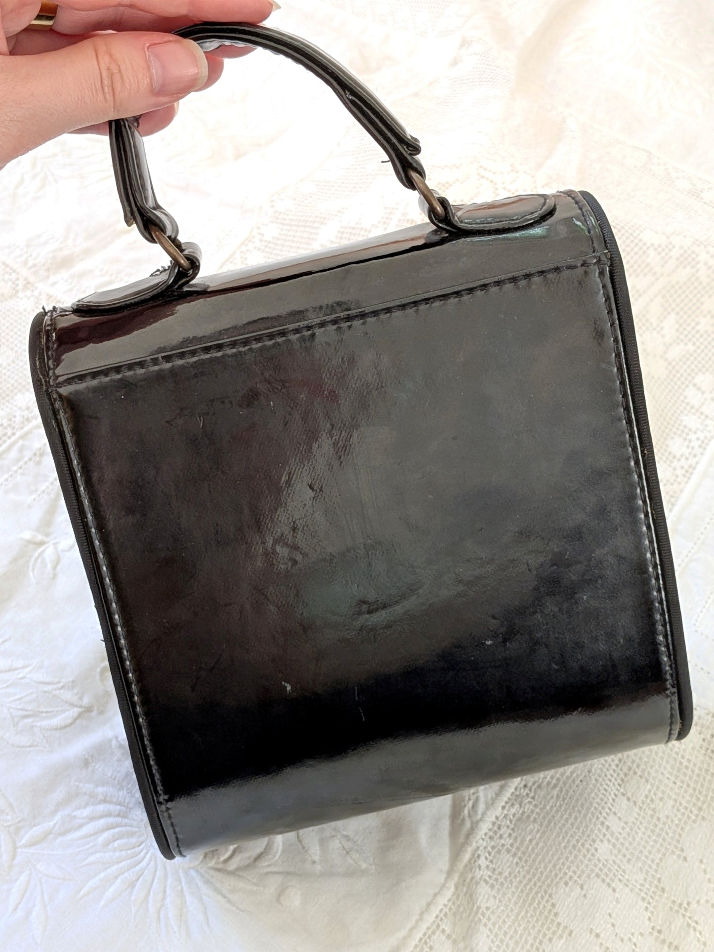 Esprit Black Patent Leather Mini Bag | Y2K