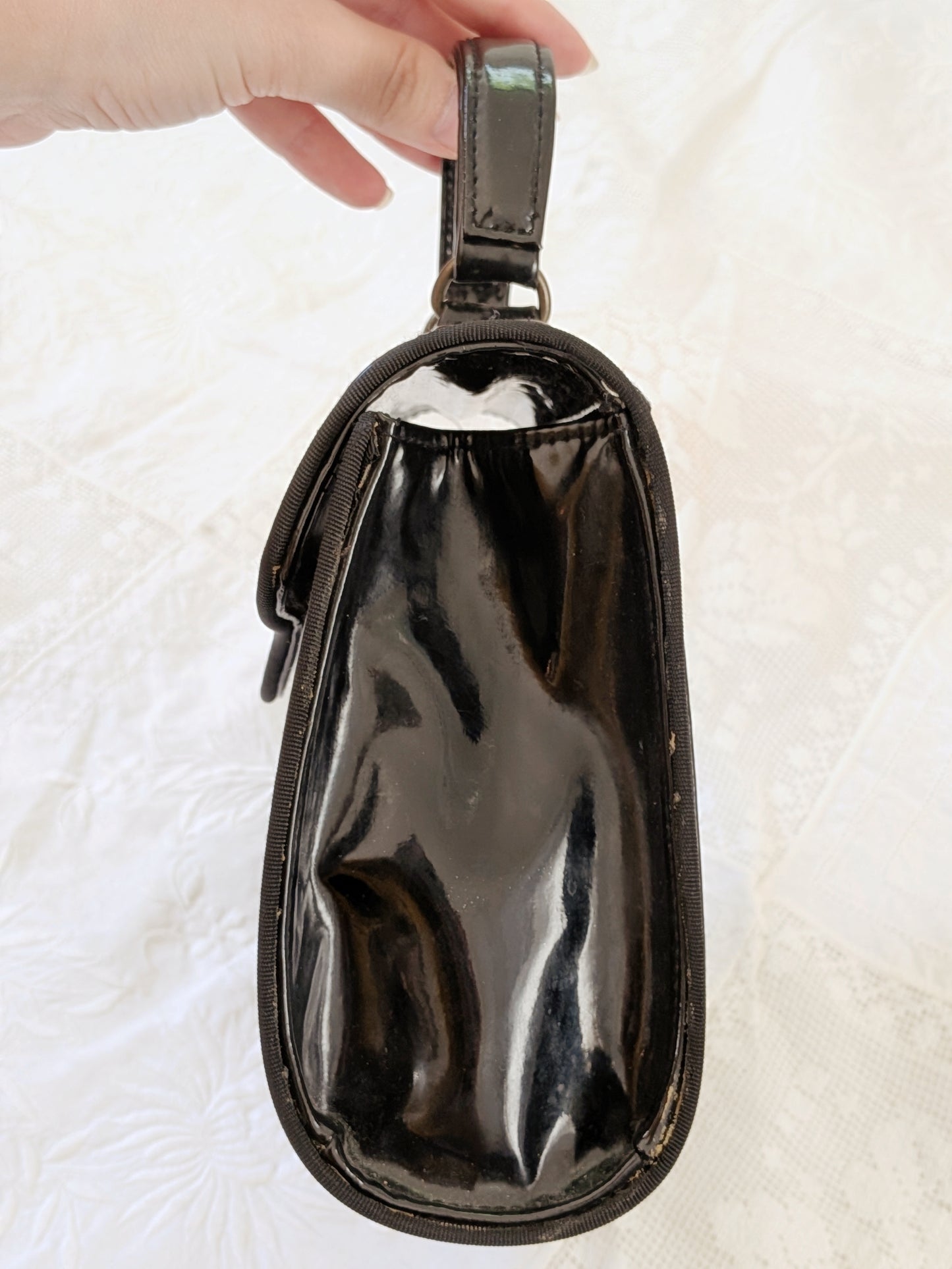 Esprit Black Patent Leather Mini Bag | Y2K