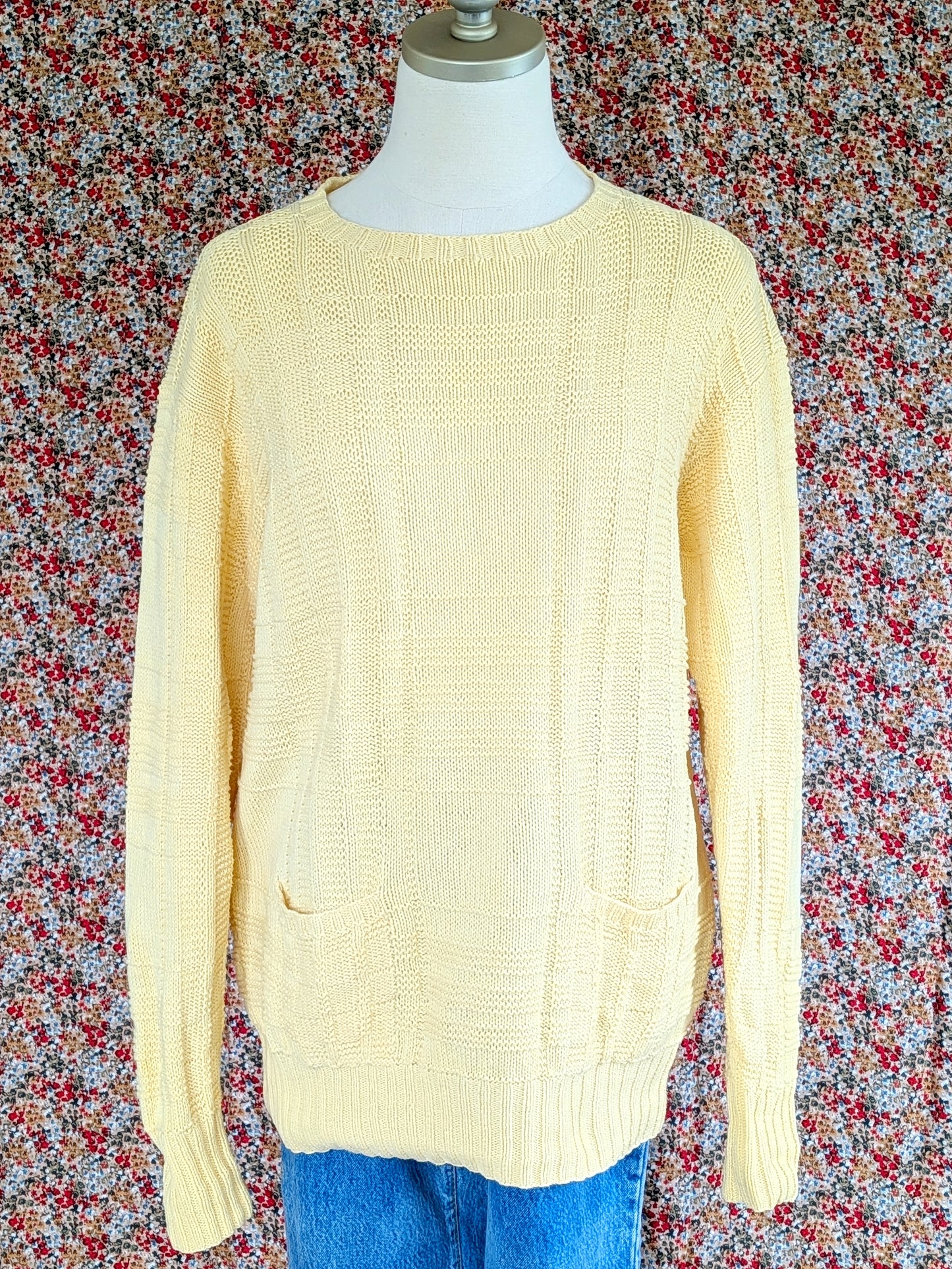 Polo Ralph Lauren Hand Knit Cotton Cable Sweater with Pockets | 1980s
