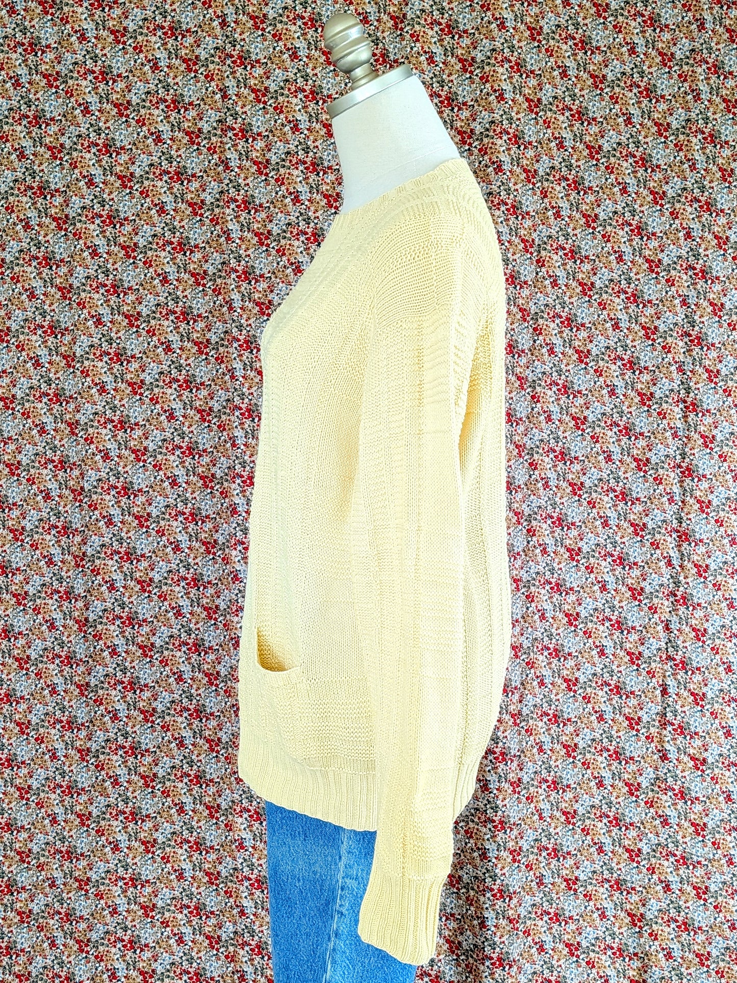 Polo Ralph Lauren Hand Knit Cotton Cable Sweater with Pockets | 1980s