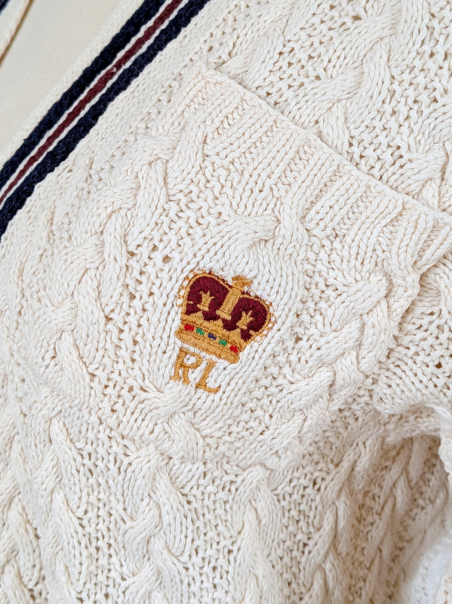 Ralph Lauren Hand Knit Cotton Cable Cardigan | 1990s